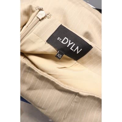 BY.DYLN Tan Pinstripe Mini Skirt Side Zip Back Cutout Hem Size XS F-3 - Thumbnail 2