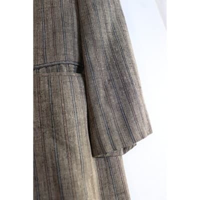 Vintage Brown Pinstripe Skirt Suit Set Double Breasted Blazer Pleated Skirt 10 - Thumbnail 10