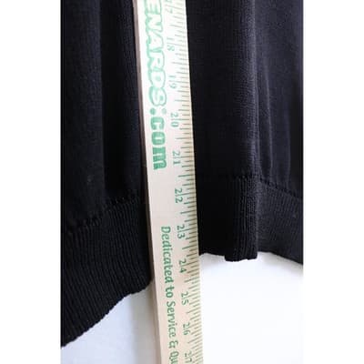 Black Short Sleeve Knit Crewneck Top with Back Zip Ribbed Hem Size M - Thumbnail 8