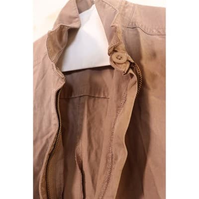 Tan Short Sleeve Utility Jumpsuit Full Zip Elastic Ankle Cuffs Twill Coveralls - Thumbnail 4