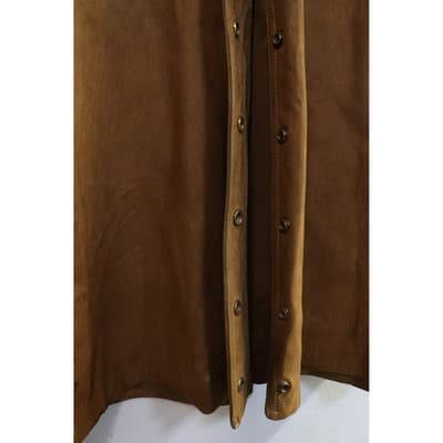 Vintage Saks Fifth Avenue Brown Suede Leather Lace Up Maxi Duster Coat 70s Boho - Thumbnail 6
