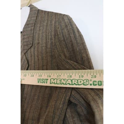 Vintage Brown Pinstripe Skirt Suit Set Double Breasted Blazer Pleated Skirt 10 - Thumbnail 4