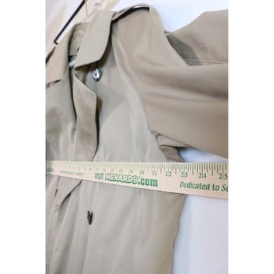 Vintage Tan Khaki Double Breasted Trench Coat Men Long Overcoat Made in USA A19 - Thumbnail 3
