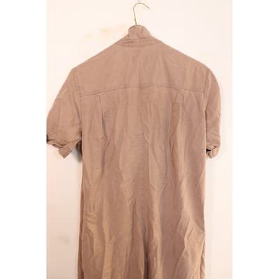 Tan Short Sleeve Utility Jumpsuit Full Zip Elastic Ankle Cuffs Twill Coveralls - Thumbnail 13