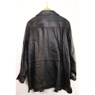 Centigrade Leather Black Button Front Jacket Mid Length Coat Mens RN 81893 - Thumbnail 10