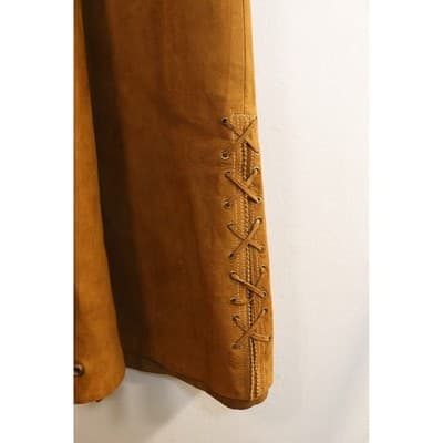 Vintage Saks Fifth Avenue Brown Suede Leather Lace Up Maxi Duster Coat 70s Boho - Thumbnail 5