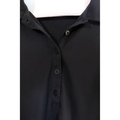 Nike Womens Short Sleeve Polo Shirt Black Four Button Placket Swoosh Logo - Thumbnail 3
