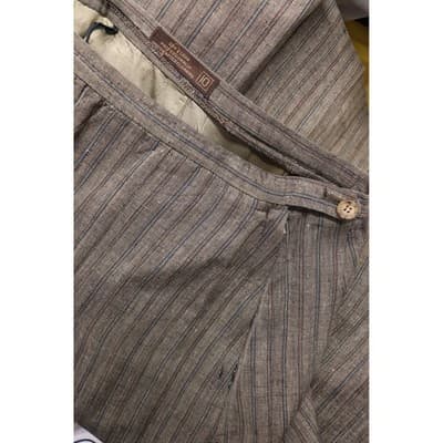 Vintage Brown Pinstripe Skirt Suit Set Double Breasted Blazer Pleated Skirt 10 - Thumbnail 3