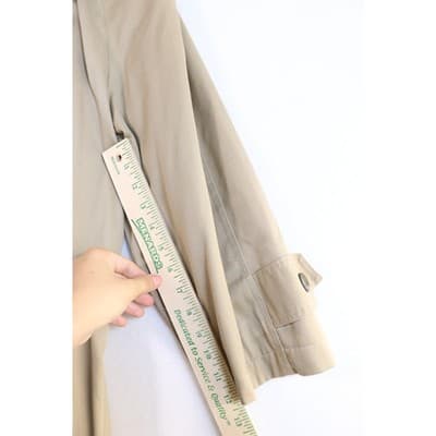 Vintage Tan Khaki Double Breasted Trench Coat Men Long Overcoat Made in USA A19 - Thumbnail 13