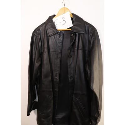 Centigrade Leather Black Button Front Jacket Mid Length Coat Mens RN 81893 - Thumbnail 13