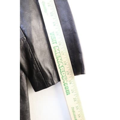 Centigrade Leather Womens Black Zip Front Long Leather Jacket Coat RN 81893 - Thumbnail 4