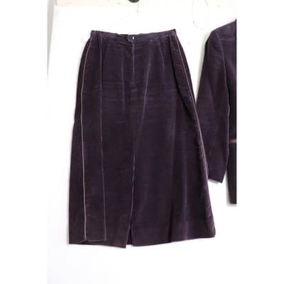 Vintage Purple Corduroy Skirt Suit Blazer and Midi Skirt Set 2 Piece Academic - Thumbnail 2