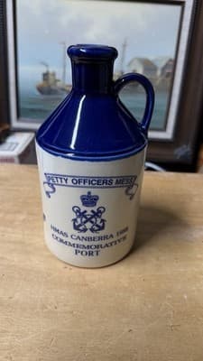 HMAS Canberra 1988 Commemorative Port Jug Petty Officers Mess Ceramic