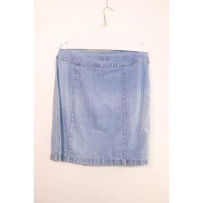 Vintage Light Wash Denim Wrap Skirt Side Button Fly Blue Mini F-3 - Thumbnail 8