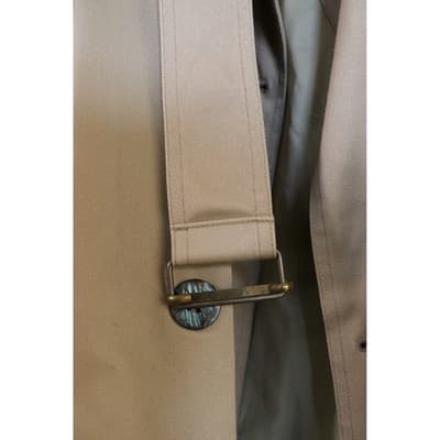 Vintage Tan Khaki Double Breasted Trench Coat Men Long Overcoat Made in USA A19 - Thumbnail 10