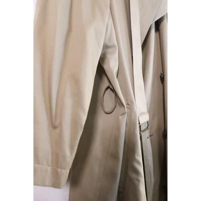 Vintage Tan Khaki Double Breasted Trench Coat Men Long Overcoat Made in USA A19 - Thumbnail 12