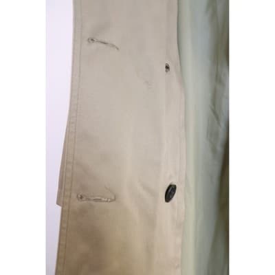 Vintage Tan Khaki Double Breasted Trench Coat Men Long Overcoat Made in USA A19 - Thumbnail 7