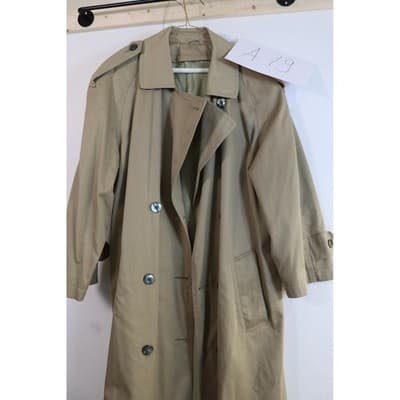 Vintage Tan Khaki Double Breasted Trench Coat Men Long Overcoat Made in USA A19 - Thumbnail 5
