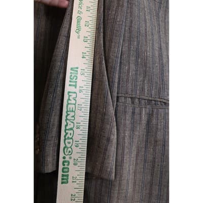 Vintage Brown Pinstripe Skirt Suit Set Double Breasted Blazer Pleated Skirt 10 - Thumbnail 6