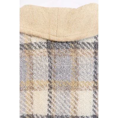 Vintage Made in Ireland Plaid Wool Blend Shawl Collar Cardigan Coat Blue Tan M - Thumbnail 10