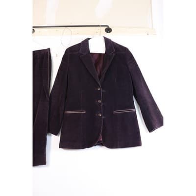 Vintage Purple Corduroy Skirt Suit Blazer and Midi Skirt Set 2 Piece Academic - Thumbnail 6