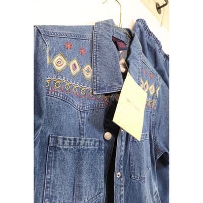 Denim & Co. Embroidered 2 Piece Set Shirt & Skirt Blue Cotton Medium NWT QVC - Thumbnail 7