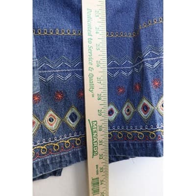 Denim & Co. Embroidered 2 Piece Set Shirt & Skirt Blue Cotton Medium NWT QVC - Thumbnail 8