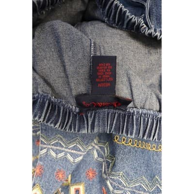 Denim & Co. Embroidered 2 Piece Set Shirt & Skirt Blue Cotton Medium NWT QVC - Thumbnail 5