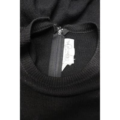 Black Short Sleeve Knit Crewneck Top with Back Zip Ribbed Hem Size M - Thumbnail 10
