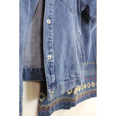 Denim & Co. Embroidered 2 Piece Set Shirt & Skirt Blue Cotton Medium NWT QVC - Thumbnail 9