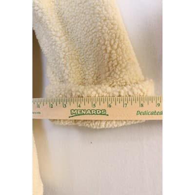 Dennis Basso Cream Faux Shearling Teddy Coat Button Front Sherpa Jacket Womens - Thumbnail 5