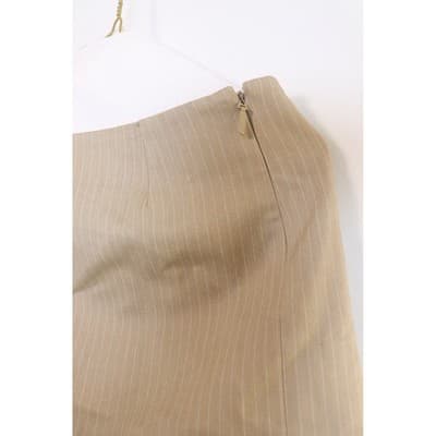 BY.DYLN Tan Pinstripe Mini Skirt Side Zip Back Cutout Hem Size XS F-3 - Thumbnail 5