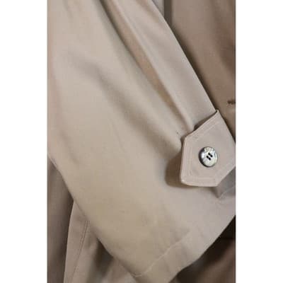 Vintage Tan Khaki Double Breasted Trench Coat Men Long Overcoat Made in USA A19 - Thumbnail 8