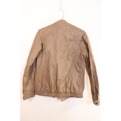 Vintage Tan Leather Bomber Jacket Snap Collar Aviator Style Coat Small - Thumbnail 11