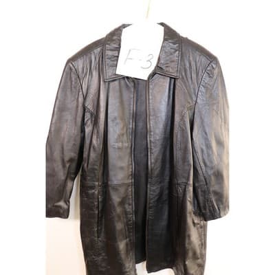 Centigrade Leather Womens Black Zip Front Long Leather Jacket Coat RN 81893 - Thumbnail 9