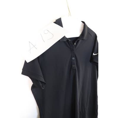 Nike Womens Short Sleeve Polo Shirt Black Four Button Placket Swoosh Logo - Thumbnail 9