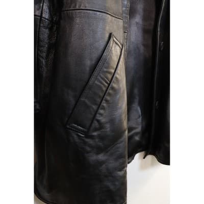 Centigrade Leather Black Button Front Jacket Mid Length Coat Mens RN 81893 - Thumbnail 4