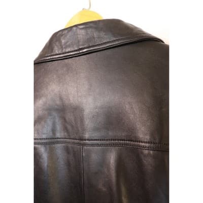 Centigrade Leather Black Button Front Jacket Mid Length Coat Mens RN 81893 - Thumbnail 12