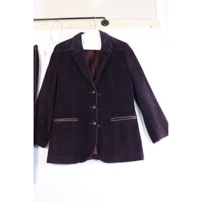 Vintage Purple Corduroy Skirt Suit Blazer and Midi Skirt Set 2 Piece Academic - Thumbnail 5