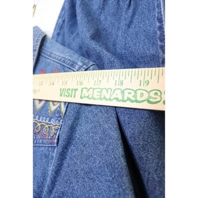 Denim & Co. Embroidered 2 Piece Set Shirt & Skirt Blue Cotton Medium NWT QVC - Thumbnail 6