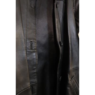 Centigrade Leather Black Button Front Jacket Mid Length Coat Mens RN 81893 - Thumbnail 5