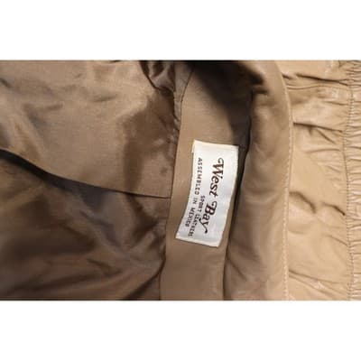 Vintage Tan Leather Bomber Jacket Snap Collar Aviator Style Coat Small - Thumbnail 13
