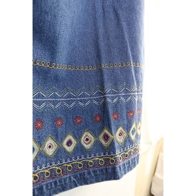 Denim & Co. Embroidered 2 Piece Set Shirt & Skirt Blue Cotton Medium NWT QVC - Thumbnail 10