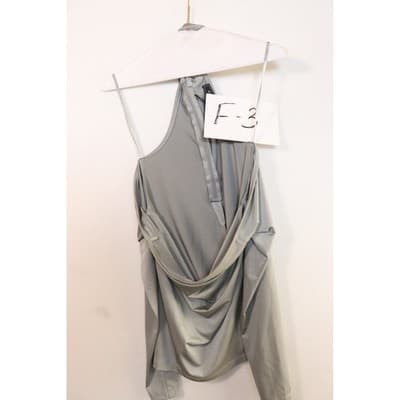 BCBGMAXAZRIA Sage Green Cold Shoulder Halter Draped Open Back Top XS - Thumbnail 8