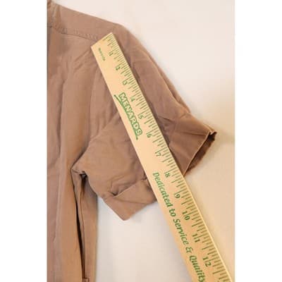 Tan Short Sleeve Utility Jumpsuit Full Zip Elastic Ankle Cuffs Twill Coveralls - Thumbnail 6