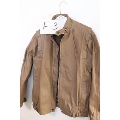 Vintage Tan Leather Bomber Jacket Snap Collar Aviator Style Coat Small - Thumbnail 10