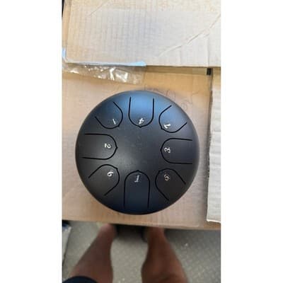 8 Note Steel Tongue Drum Matte Black Percussion Instrument for Meditation Yoga - Thumbnail 4