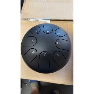 8 Note Steel Tongue Drum Matte Black Percussion Instrument for Meditation Yoga - Thumbnail 2