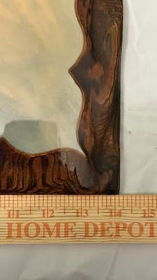 Vintage Our Lady of Guadalupe Wood Plaque Signed Del Ryan 18” x 14” - Thumbnail 8