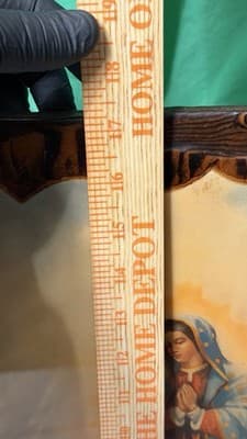 Vintage Our Lady of Guadalupe Wood Plaque Signed Del Ryan 18” x 14” - Thumbnail 7